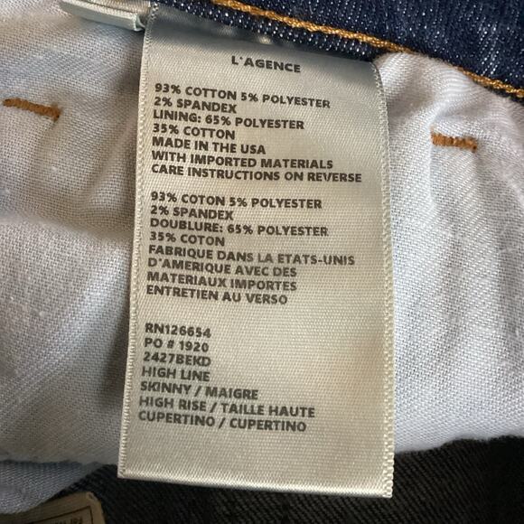 L’Agence High Line Skinny High Rise Distressed Jeans 32 Cupertino Wash - Picture 9 of 10